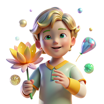 beautiful contemporary Child Holding Flower Bright Sunlight Transparent Background detailed png
