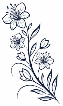 flower branch with leaves and flowers on a white background vector