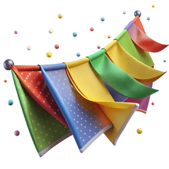 magnificent abstract Colorful Prayer Flags Waving Gently Transparent Background high resolution png