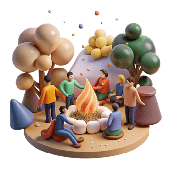 extraordinary modern Community Gathering Around Campfire Isolated high resolution png