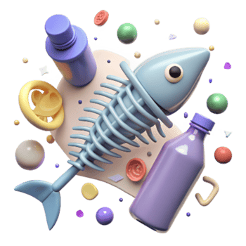 impressive modern Fish Bones and Plastic Cutout on Transparent Background original png