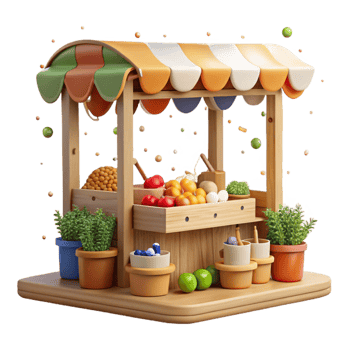 wonderful vintage Farmers Market Stall Fresh Produce Display Transparent Background detailed png