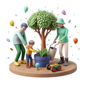 magnificent rustic Family Planting Tree in Backyard Cutout original png