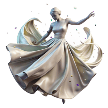 serene artistic Flowing Dress of a Dancer Isolated with Soft Lighting png