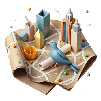 extraordinary classic Birdseye View City Map Cutout original png