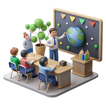 magnificent vintage Classroom with Students Learning About Sustainability Cutout high resolution png