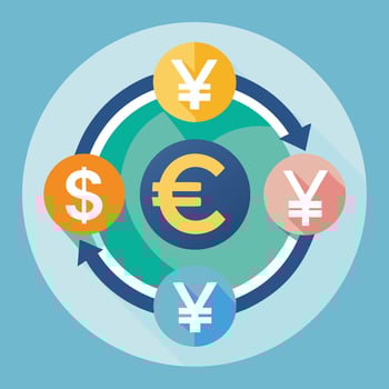 Currency Exchange Circle Design With Dollar Euro Yen vector