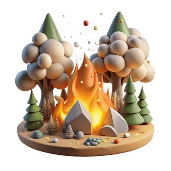 elegant artistic Forest Fire From Climate Change Isolated original png