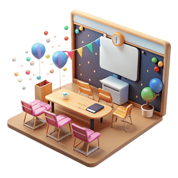 beautiful contemporary Classroom with Interactive Projector Cutout premium png