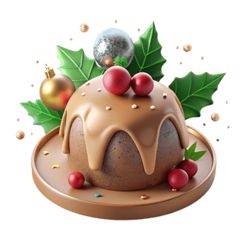 wonderful traditional Christmas Pudding Cutout with Holly premium png