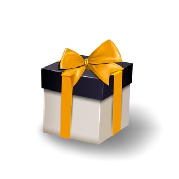 Black gift box with gold bow vector