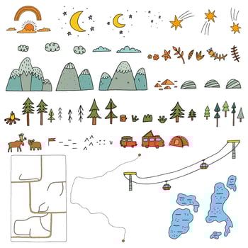 Constructor Element Map Direction Nature Forest Mountain vector