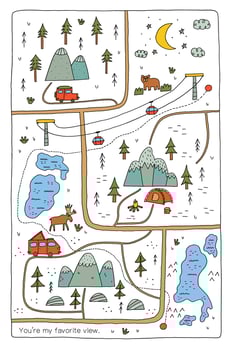 Hand Drawn Mountain Lake Rustic Road Map vector