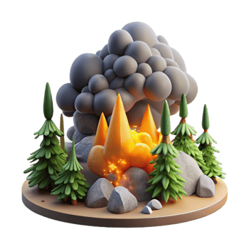vibrant abstract Forest Fire with Smoke Plume Cutout professional png