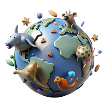 dramatic minimalist Animal Migration Globe Illustration Isolated Element png