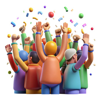 impressive rustic Diverse Crowd Cheering Vibrant Colors Isolated authentic png