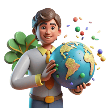 serene traditional Conservationist Holding Globe Cutout authentic png