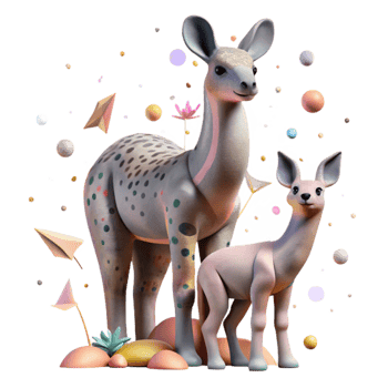 elegant rustic Endangered Animal and Offspring Cutout original png