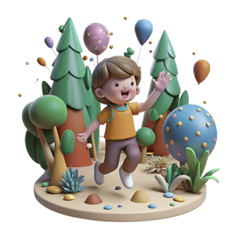 dramatic rustic Child Playing in Forest Cutout genuine png