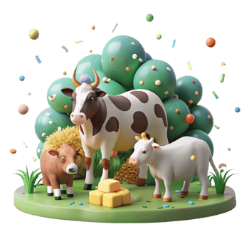 wonderful abstract Farm Animals Grazing in Pasture Cutout Transparent Background high quality png