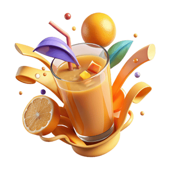 dramatic vintage Freshly Squeezed Orange Juice in Glass Isolated detailed png
