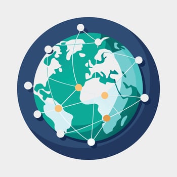 Global Network Illustration With Connected Points vector