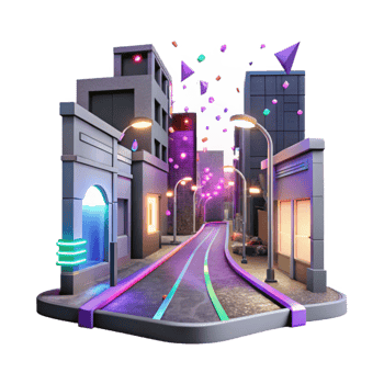 extraordinary artistic City Street with Neon Signs Transparent Background professional png