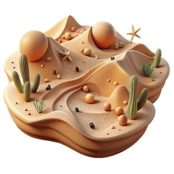 dramatic creative Desert Landscape with Bird Tracks Transparent Background png