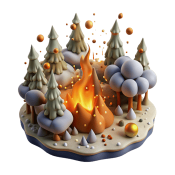 magnificent vintage Burning Forest Top View Transparent Background high quality png