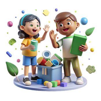 serene modern Children Learning About Recycling Isolated Cutout high quality png