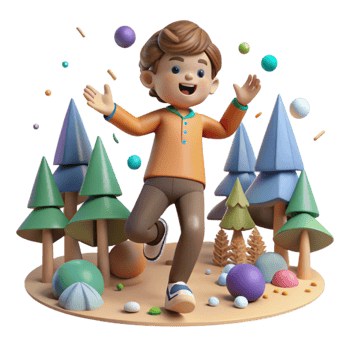 dramatic classic Child Playing in Forest Cutout high quality png