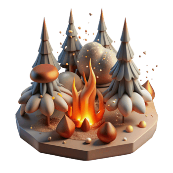 stunning rustic Burning Forest Top View Transparent Background detailed png