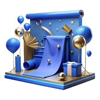 dramatic contemporary Blue Screen Studio with Lighting Isolated Element premium png