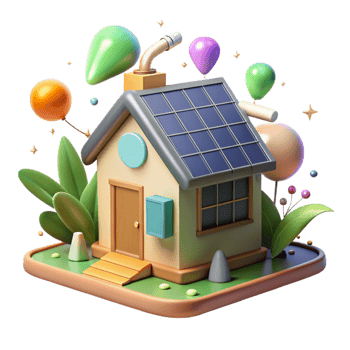 dramatic artistic Eco House Isolated with Solar Panels exclusive png
