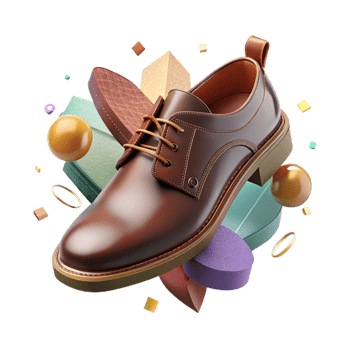 dramatic traditional Dark Brown Leather Shoe with Transparent Background genuine png