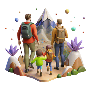 extraordinary modern Family Hiking in Mountains Scenic View Isolated genuine png