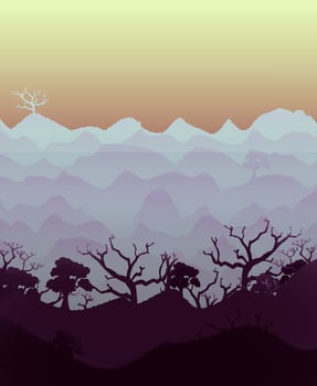 drawn lanscape with trees vector