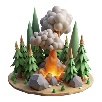 stunning abstract Forest Fire with Smoke Plume Cutout high resolution png