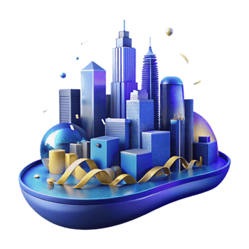 stunning classic City Skyline at Night with Stars Cutout authentic png