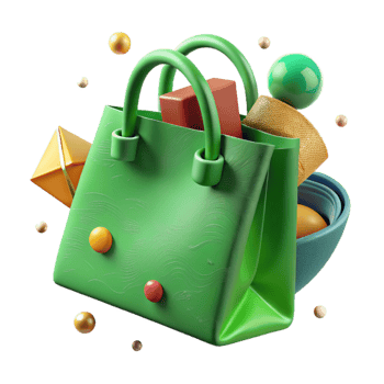 extraordinary minimalist Eco Friendly Shopping Bag Green Canvas Isolated detailed png
