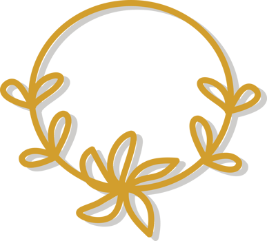 Floral circle gold border png