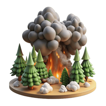 stunning minimalist Forest Fire with Smoke Plume Cutout original png