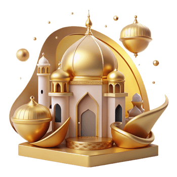 stunning rustic Eid Mubarak Mosque Cutout Golden Dome authentic png