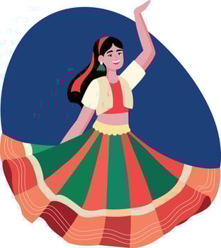 A woman wearing traditional dress, flat illustration vector