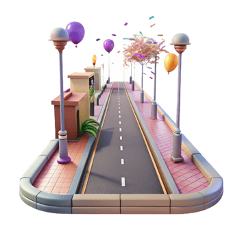 serene modern City Street with Empty Sidewalk Transparent Background detailed png