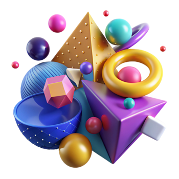 magnificent vintage Geometric Shapes Vibrant Color Isolated Element professional png