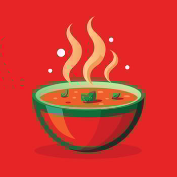 Bowl Of Hot Soup Illustration Art vector