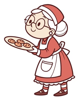 Mrs Claus Holding Cookies Illustration vector