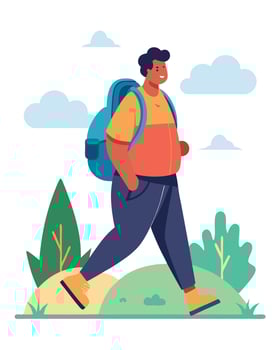 Man Hiking With Backpack Illustration vector