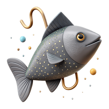 stunning traditional Fish Silhouette with Hook Isolated White Background high resolution png